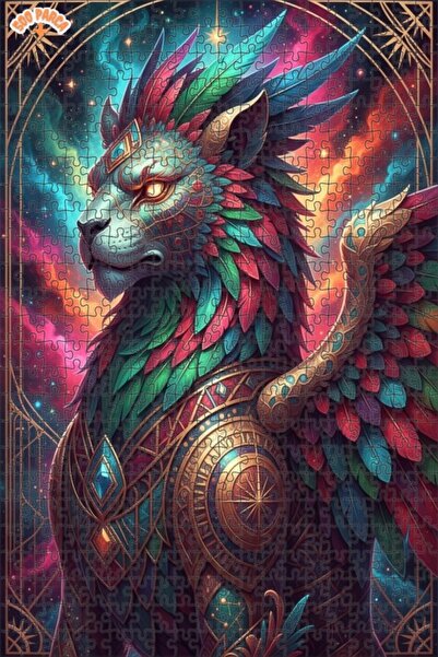 Esranın Dünyası Majestic Cosmic Lion Double-Layer Framed Wooden Puzzle 500 Pi...