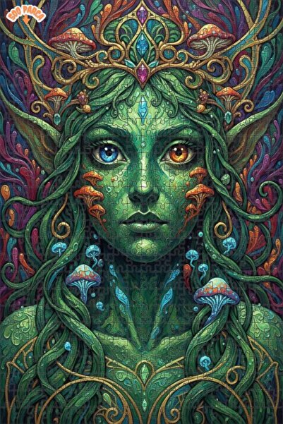 Esranın Dünyası Magical Forest Fairy Oil Painting Look Double Layer Framed Wo...