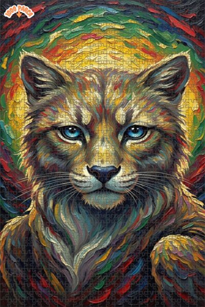 Esranın Dünyası Mysterious Cat Oil Painting Lookalike Modern Art Double-Layer...