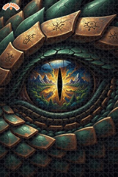 Esranın Dünyası Dragon Eye Landscape Oil Painting Lookalike Double-Layer Fram...