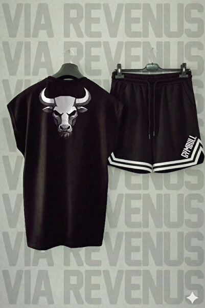 Vordevia Set de antrenament sportiv Boğa cu imprimeu cu tricou și pantaloni s...