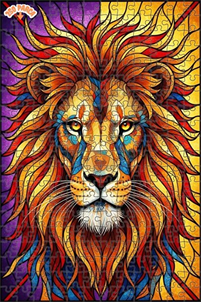 Esranın Dünyası The Lion's Dazzling Colors Stained Glass Look Wooden Puzzle 2...