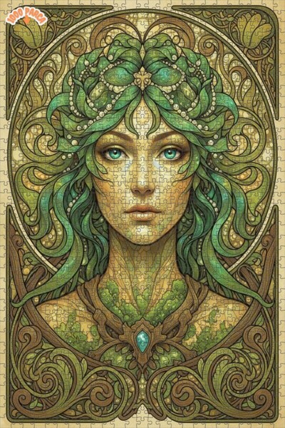 Esranın Dünyası Mother Nature Art Nouveau Patterned Double-Layer Framed Woode...