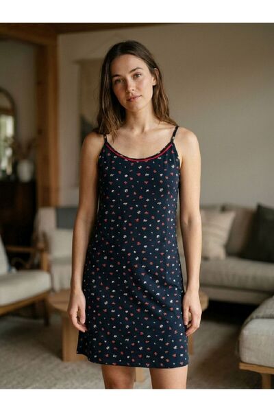 U&ME Midnight Bloom Mini Floral Print Women's Rope Strap Summer P Cotton Shor...