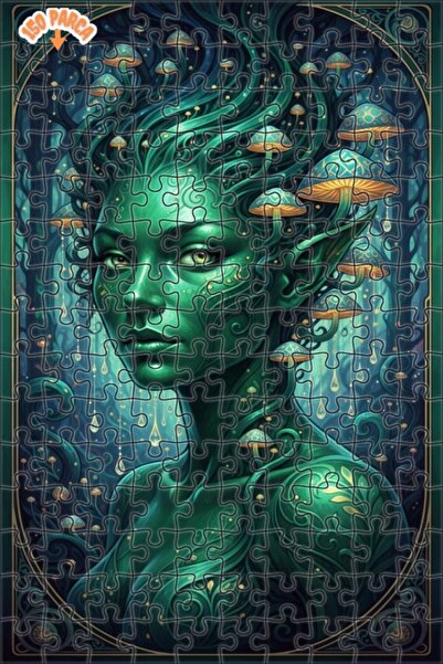 Esranın Dünyası Forest Fairy Oil Painting Look Double Layer Framed Wooden Puz...