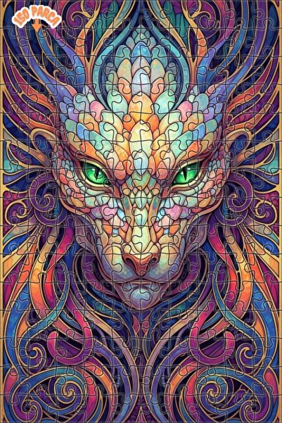 Esranın Dünyası Dragon Pattern Modern Art Double-Layer Framed Wooden Puzzle 1...