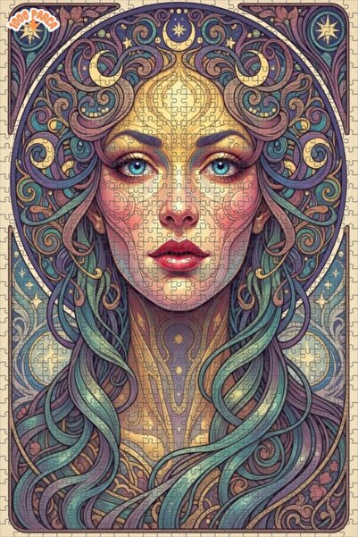 Esranın Dünyası Mysterious Woman Portrait Oil Painting Look Double Layer Fram...