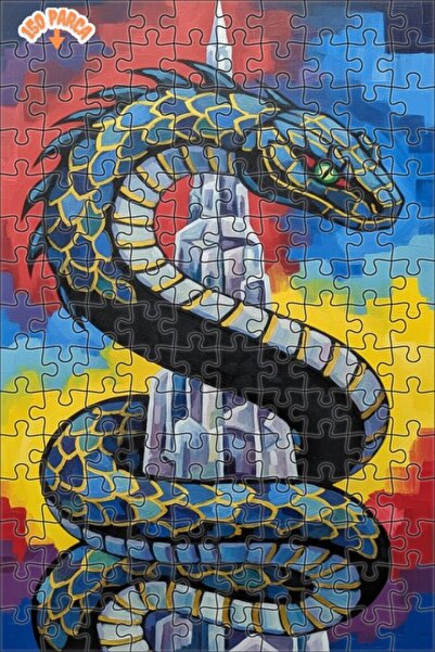 Esranın Dünyası Magical Snake and Crystal Tower Oil Painting Look Wooden Puzz...