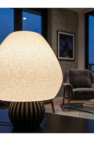 MCY DEKOR Modern Tasarım Mantar Abajur - Dekoratif Dokulu Salon ve Yatak Odas...