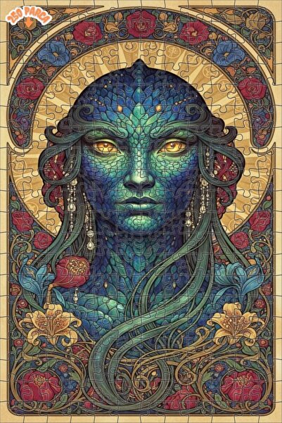 Esranın Dünyası Art Nouveau Snake Woman Appearance Double-Layer Framed Wooden...