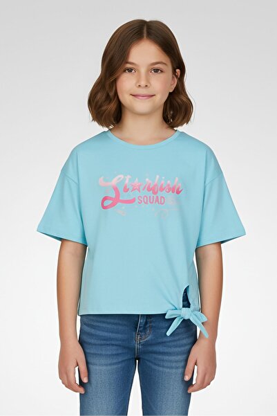 Hamleys بلوزة قصيرة الأكمام مطبوعة برسومات للبنات، لون أزرق