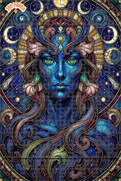 Esranın Dünyası لغز خشبي للنساء من ميستيك كوزميك بتصميم فن الزجاج الملون مزدو...