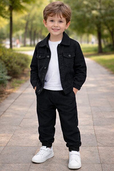 Yalçınoğlu Kids Boy's Velvet Jacketed 3-Piece Set (Jacket + T-Shirt + Pants) ...