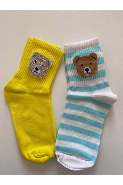 TMR Colorful Bear D Patterned Unisex Youth&Adult 2-Piece Socks