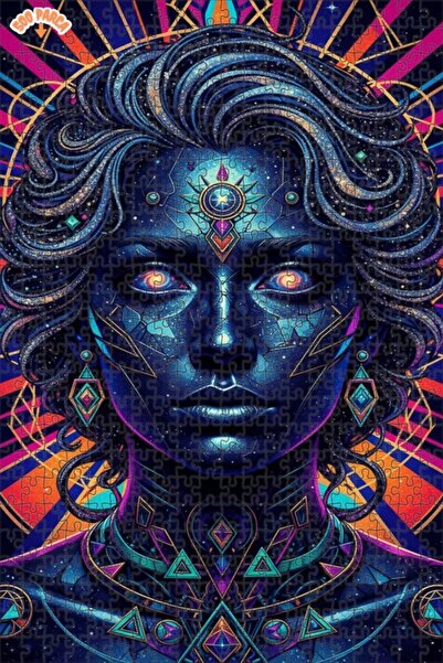 Esranın Dünyası Cosmic Woman Abstract Art Double Layer Framed Wooden Puzzle 5...