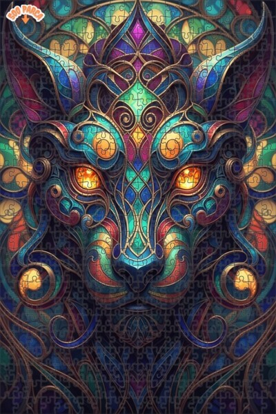 Esranın Dünyası لغز الأسد الغامض، طباعة فنية، مزدوج الطبقات قطعة من الألغاز ا...