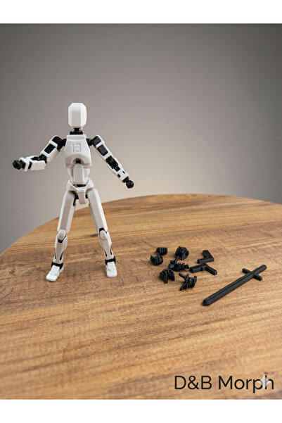 D B Morph Dummy 13 All Joints Movable Figure Toy (White) + Guns