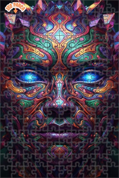 Esranın Dünyası Psychedelic Face Patterned Oil Painting Lookalike Wooden Puzz...
