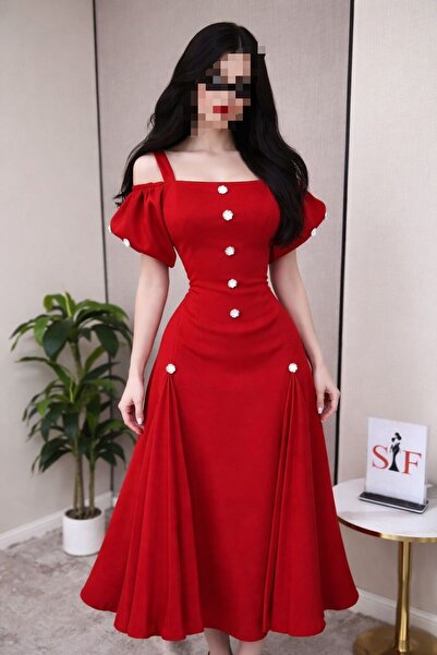 alweshah alahmar Barbie red midi dress