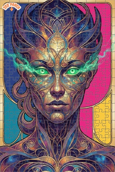 Esranın Dünyası Mysterious Space Woman Print Appearance Art Nouveau Double-La...