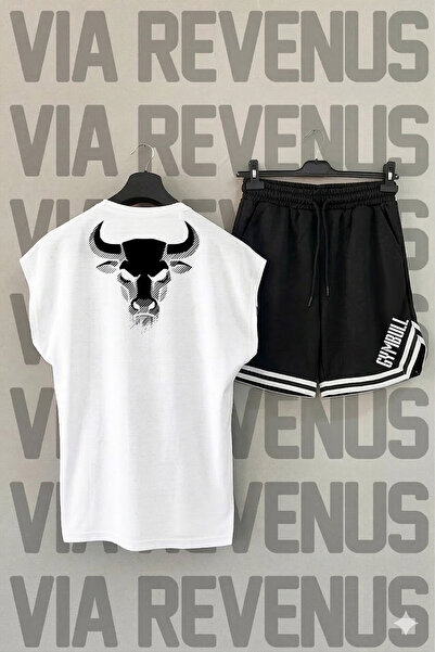 Vordevia Boğa Printed Zero Sleeve Sports Tshirt and Shorts Sports Training Set