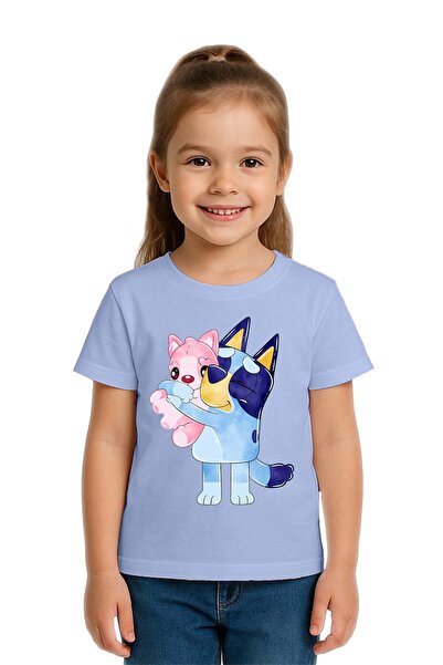 SEDİRLİ Unisex Bluey baskılı Çocuk Tişört pamuklu penye kumaş