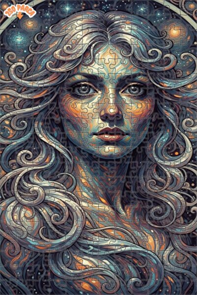 Esranın Dünyası Magical Cosmic Woman Portrait Oil Painting Lookalike Double-L...