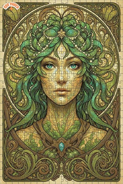 Esranın Dünyası Mother Nature Art Nouveau Patterned Double-Layer Framed Woode...