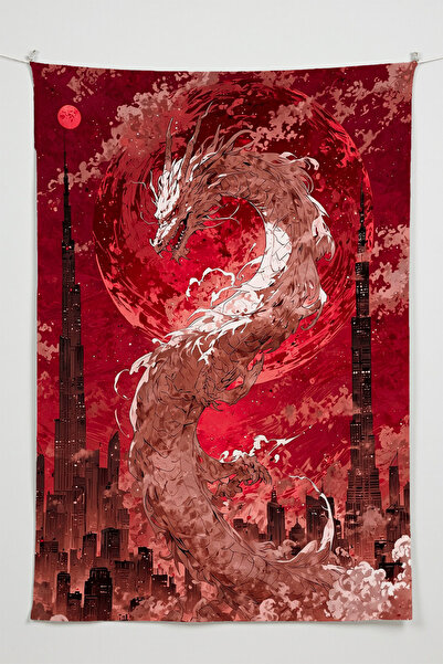 Charmbi Red Dragon Wall Covering – Large Size Tapestry Wall Rug Sq, Game Anim...