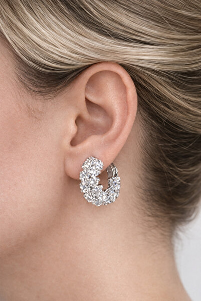 LİLİBETH BİJOU Zircon Stone Thick Hoop Earrings – Sparkling Women's Earrings