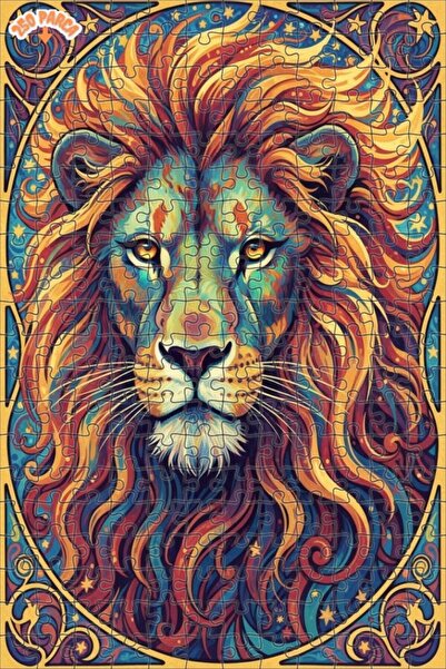 Esranın Dünyası Lion Patterned Oil Painting Look Modern Art Double-Layer Fram...