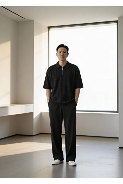 Shine Stone Men's Half-Zip Ottoman Fabric Tracksuit Set