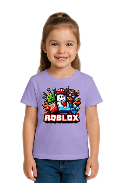 SEDİRLİ تي شيرت روبلوكس مطبوع للأطفال للجنسين، قماش قطني ممشط قطن قطعة