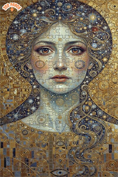 Esranın Dünyası Golden Cosmic Woman Oil Painting Look Art Puzzle 250 Pieces 3...