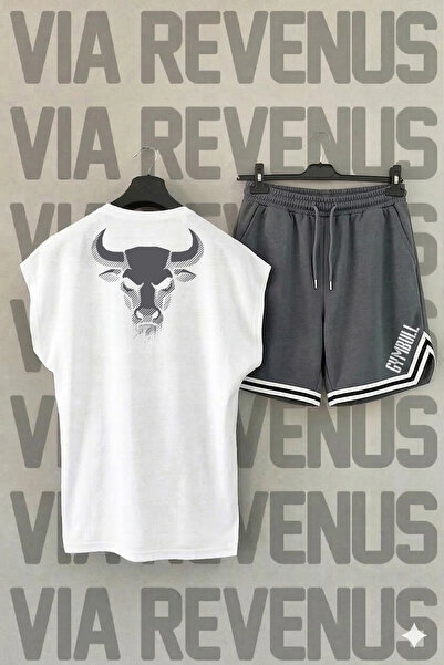 Vordevia Boğa Printed Zero Sleeve Sports Tshirt and Shorts Sports Training Set