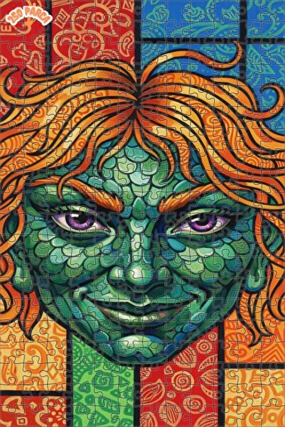 Esranın Dünyası Green Dragon-Eyed Woman Oil Painting Lookalike Double-Layer F...