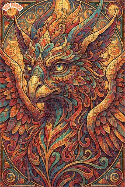Esranın Dünyası Magical Phoenix Oil Painting Look Art Double-Deck Framed Wood...