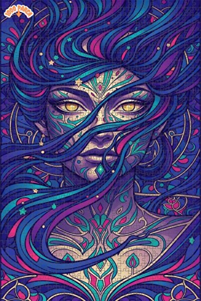 Esranın Dünyası Mysterious Woman Portrait Digital Art Lookalike Double-Layer ...