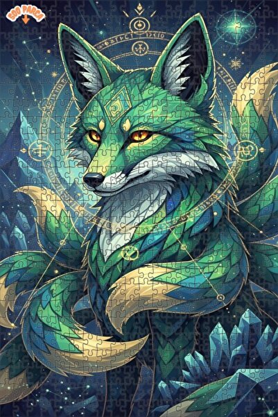 Esranın Dünyası Mysterious Green Fox Art Puzzle 500 Pieces 50X30