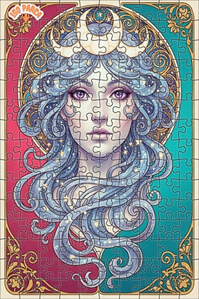 Esranın Dünyası Celestial Moon Woman Oil Painting Looked Modern Art Double-La...