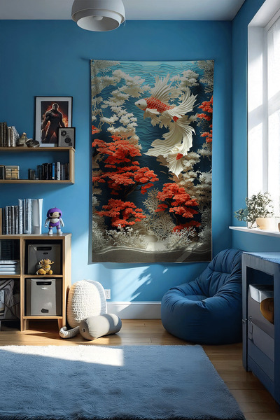 Charmbi Peaceful Sea Gamer Room Wall Covering – Anime & Fantasy Design, Setup Decor, Large Size