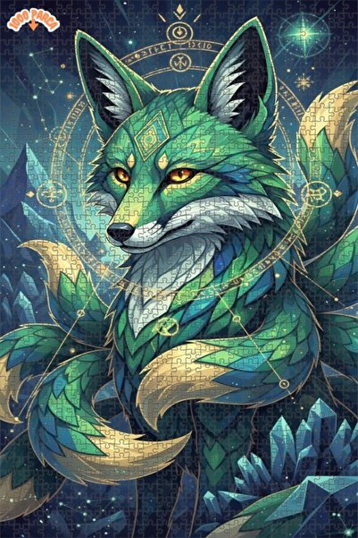 Esranın Dünyası Mysterious Green Fox Art Puzzle 1000 Pieces 70X50