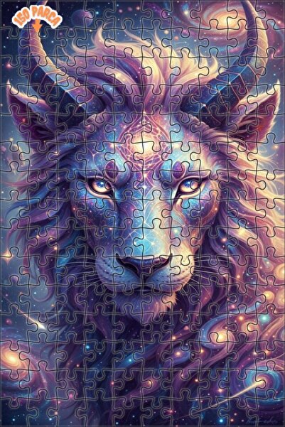 Esranın Dünyası Galactic Lion Art Double-Layer Framed Wooden Puzzle 150 Piece...