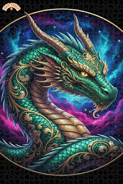 Esranın Dünyası Mysterious Dragon Artwork Double-Layer Framed Wooden Puzzle 1...