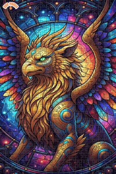 Esranın Dünyası Mystic Griffin Art Double Layer Framed Wooden Puzzle 500 Piec...