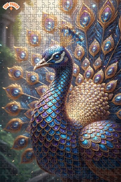 Esranın Dünyası لغز خشبي مؤطر بطبقتين بمظهر لوحة زيتية لطائر الطاووس الفاخر 5...