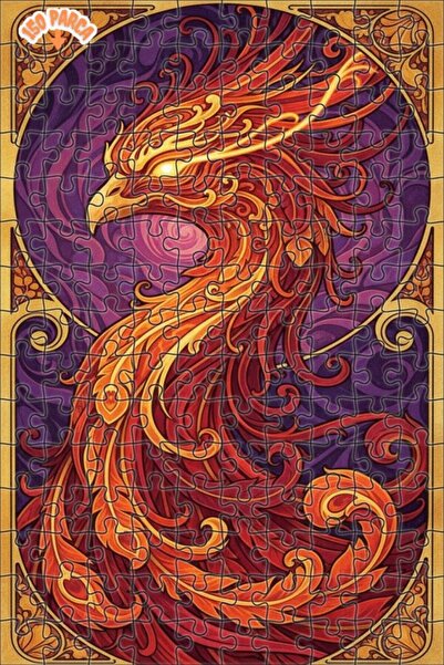 Esranın Dünyası Gorgeous Phoenix Oil Painting Look Art Double-Deck Framed Woo...