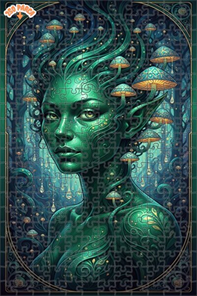 Esranın Dünyası Forest Fairy Oil Painting Look Double Layer Framed Wooden Puz...