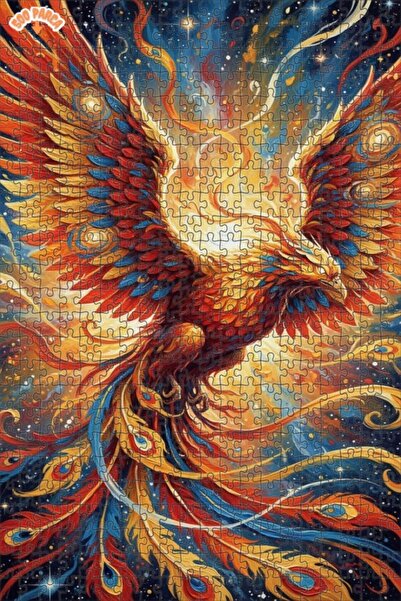 Esranın Dünyası Mystical Phoenix Oil Painting Look Double Layer Framed Wooden...
