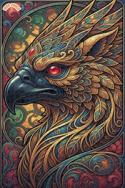 Esranın Dünyası Golden Eagle Relief Art Double-Layer Framed Wooden Puzzle 100...